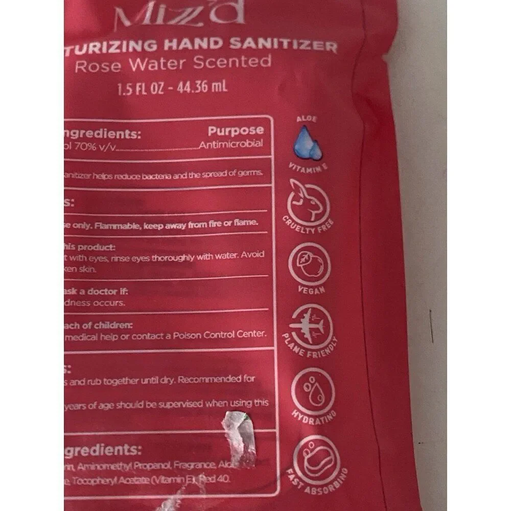 Mizzz’d‎ Scented Hand Sanitizer Spray 1.5 Fl Oz Rose Water Moisturizing NEW